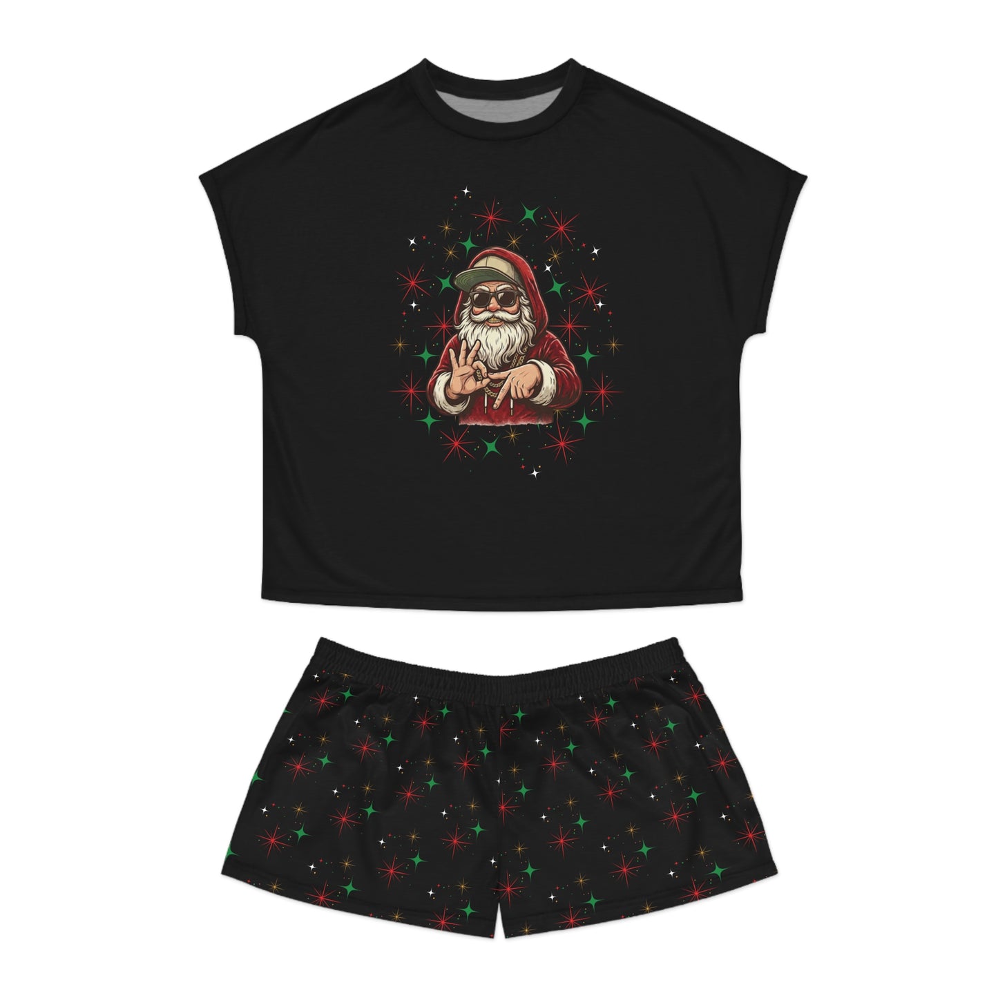 Santa Says 6/7 Pajama Set | Women’s Christmas Graphic Short Pajama Set by Subbin4Sanity