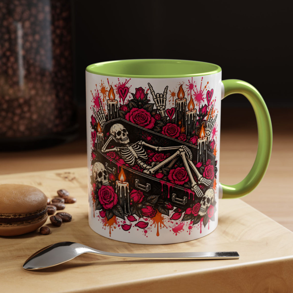 Dead & Unbothered Coffee Mug | Gothic Skeleton Ceramic Mug by Subbin4Sanity