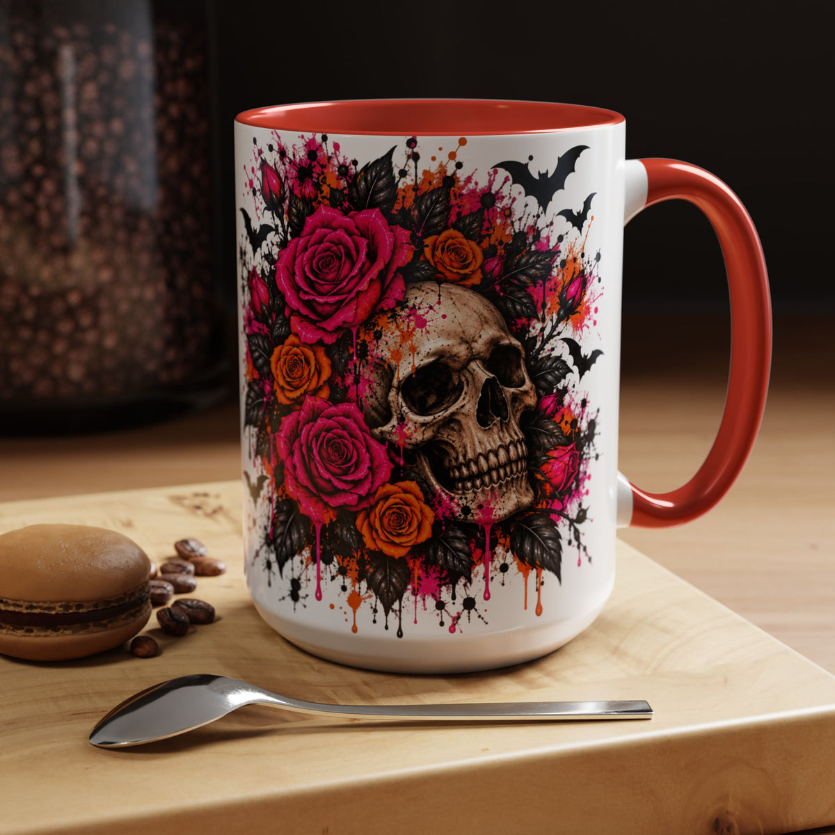 Deadly Blooms Coffee Mug | Gothic Floral Skull Ceramic Mug by Subbin4Sanity