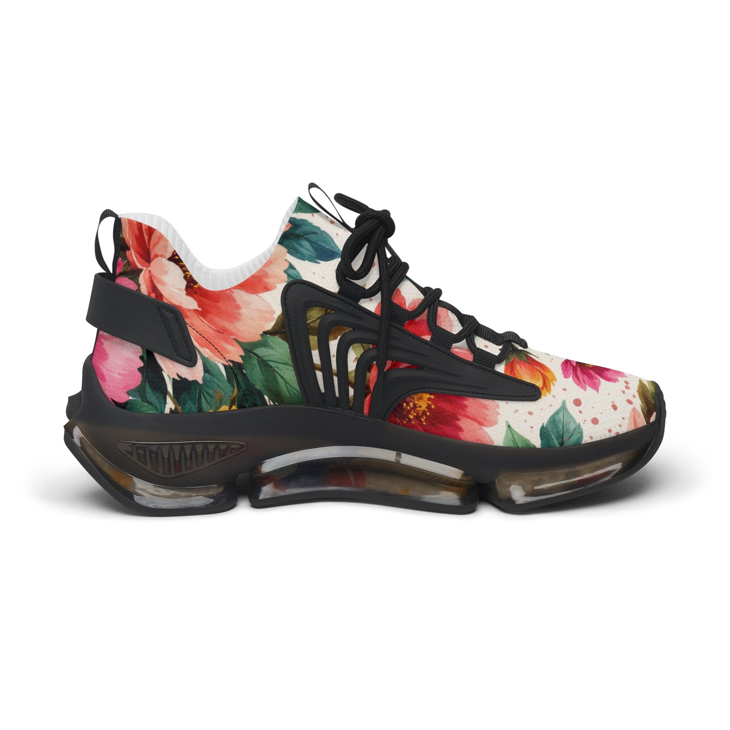 Electric Wildflower Garden Pattern – Splatter Bloom Collection — Lightweight Women's Breathable Athletic Mesh Sneakers