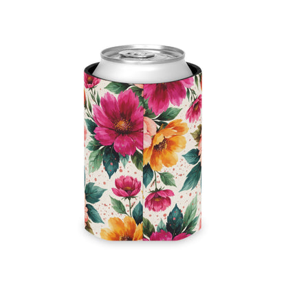 Electric Wildflower Garden Pattern – Splatter Bloom Collection — Lightweight Foam Grip Lined Koozie