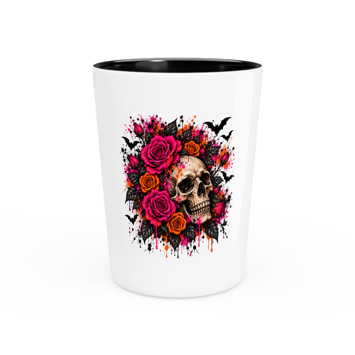 Deadly Blooms Shot Glass | Gothic Floral Skull Drinking Glass by Subbin4Sanity