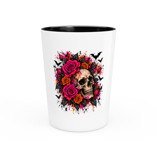 Deadly Blooms Shot Glass | Gothic Floral Skull Drinking Glass by Subbin4Sanity