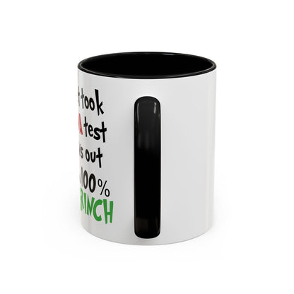 Christmas Coffee Mug, 11oz, "100% Grinch"