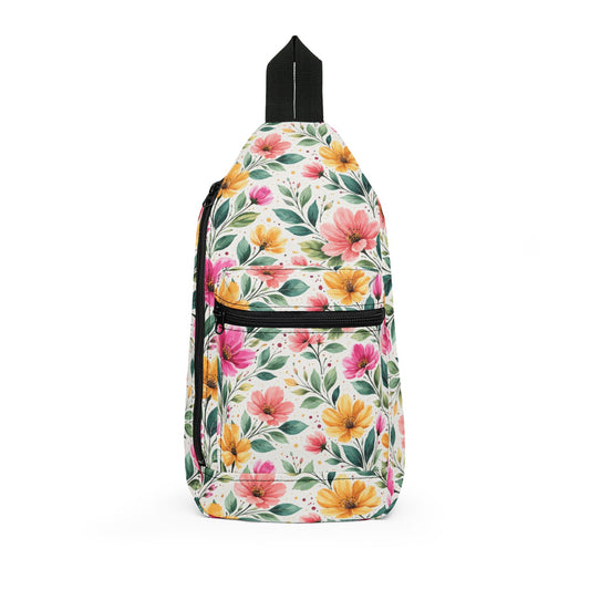 Watercolor Wildflower Garden Pattern – Splatter Bloom Collection – Crossbody Sling Bag