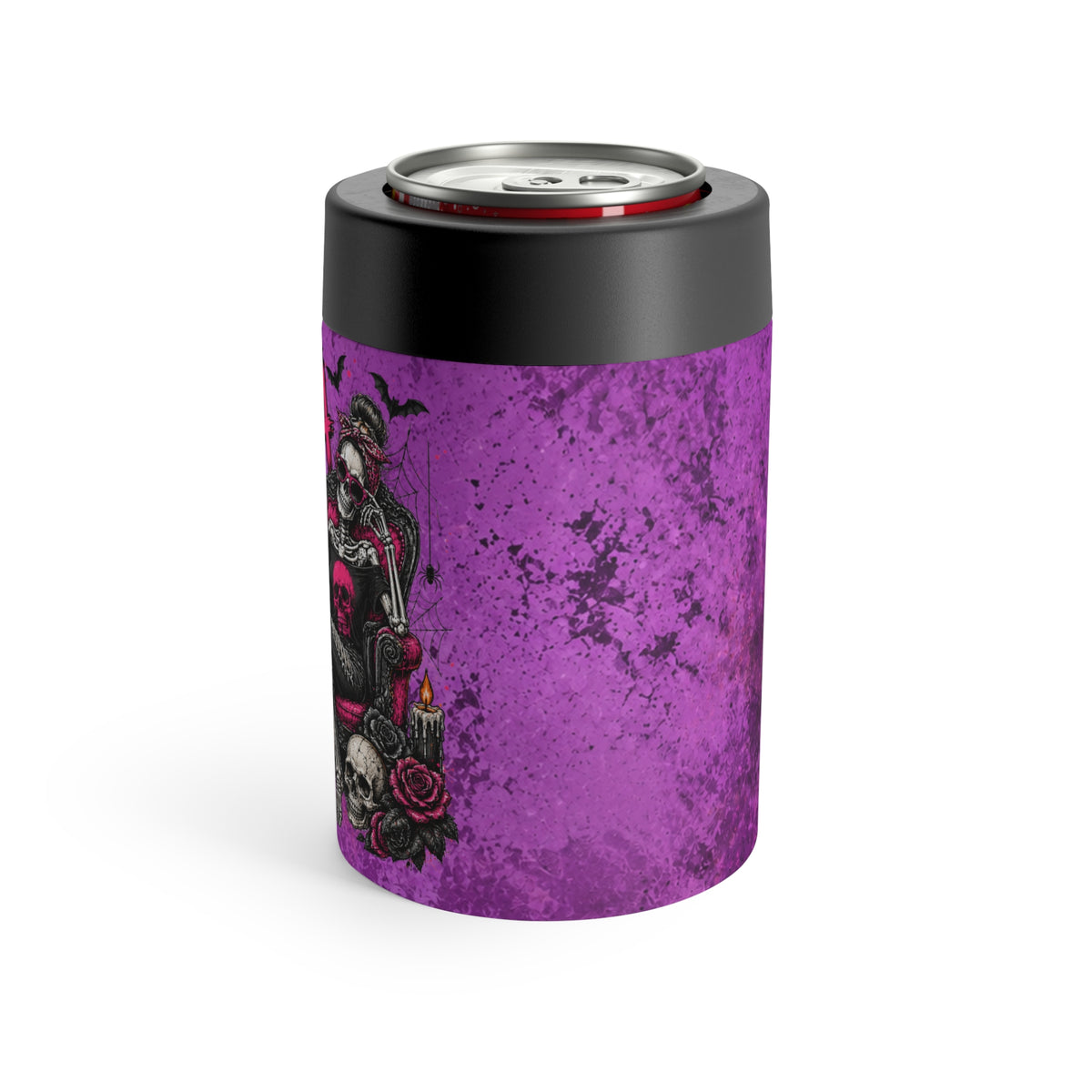 If Karma Needs Help Call Me 12oz Insulated Stainless Steel Koozie | Sassy Skeleton Can Cooler by Subbin4Sanity