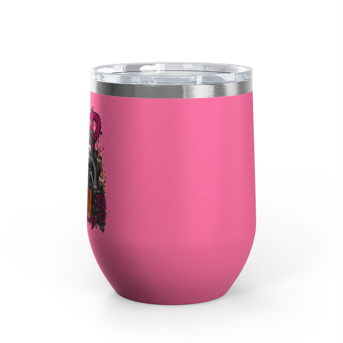 Too Dead To Give A Damn 12oz Wine Tumbler | Sarcastic Gothic Stainless Steel Cup by Subbin4Sanity