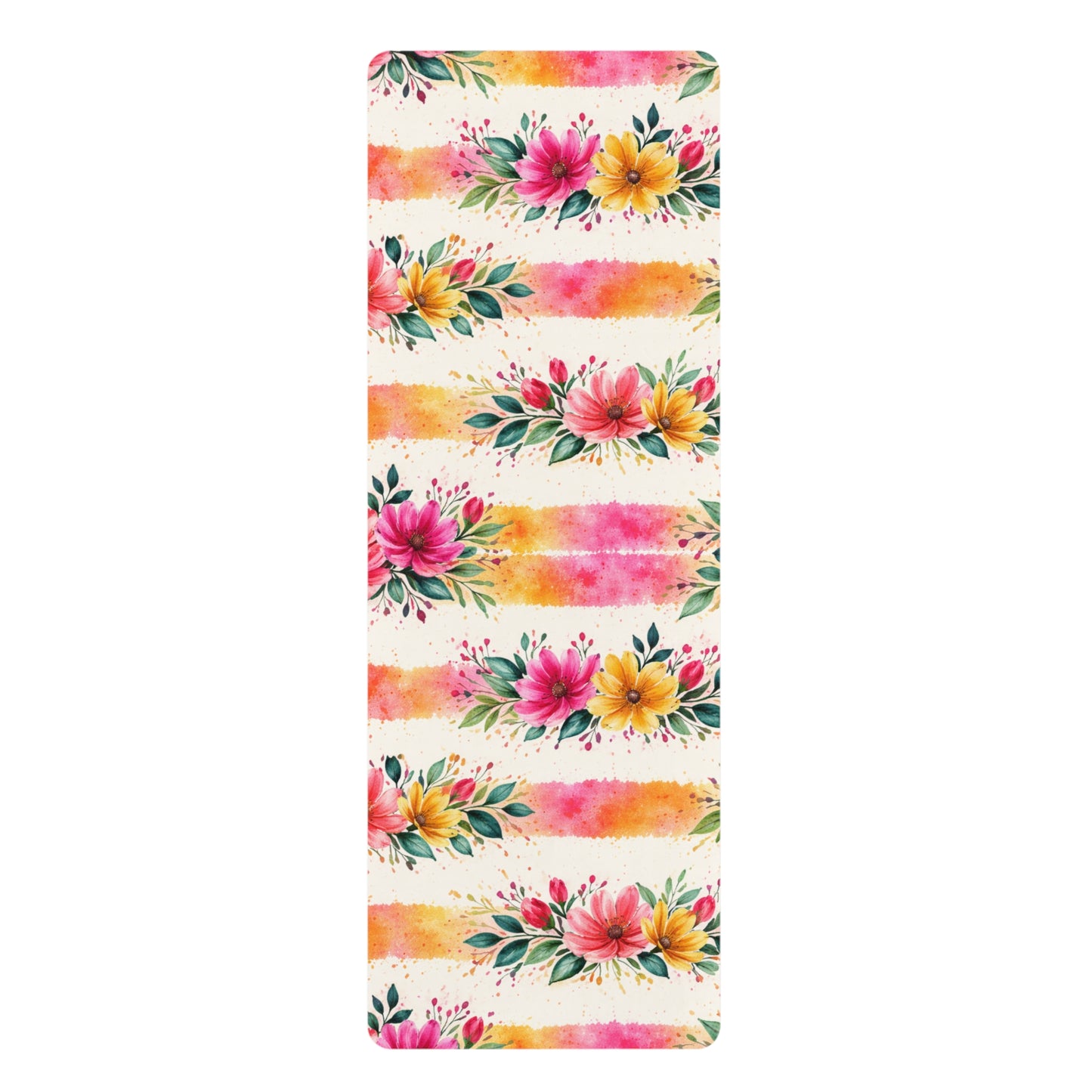 Wildflower Garden Stripe Pattern – Splatter Bloom Collection - Rubber Yoga Mat