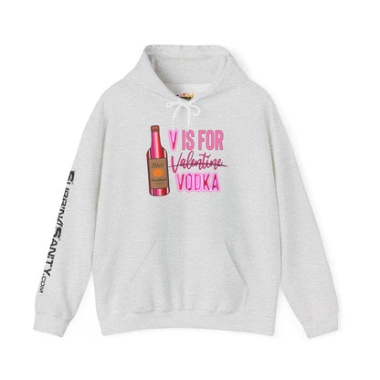 "V Is For Vodka" Valentines Hoodie – Cute Graphic Pullover | Unisex Cozy Valentine’s Day Hoodie