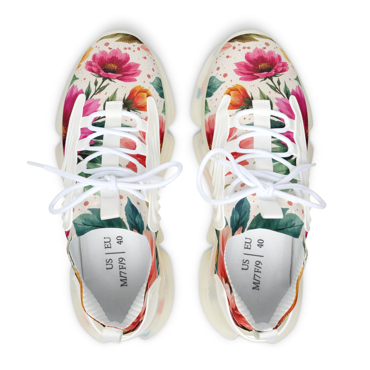 Electric Wildflower Garden Pattern – Splatter Bloom Collection — Lightweight Women's Breathable Athletic Mesh Sneakers