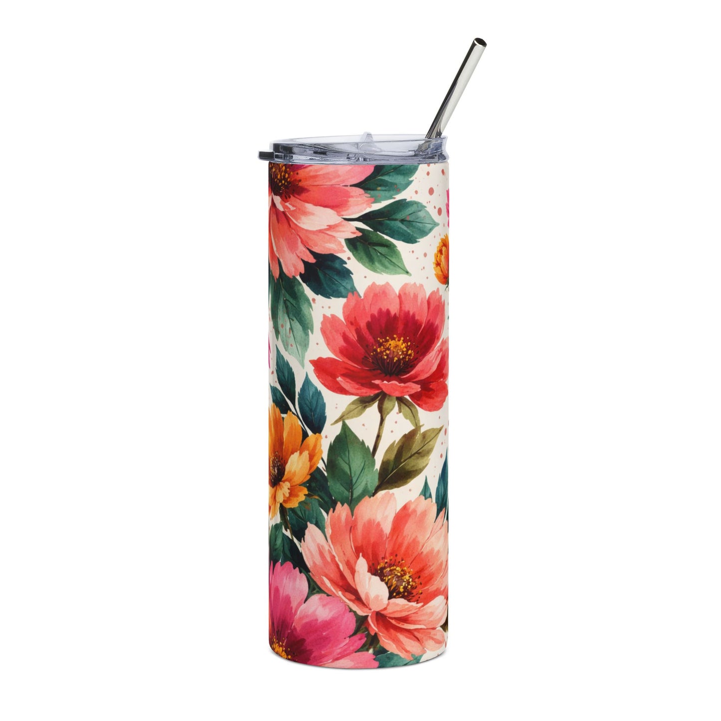 Electric Wildflower Garden Pattern – Splatter Bloom Collection — 20oz Stainless Steel Tumbler