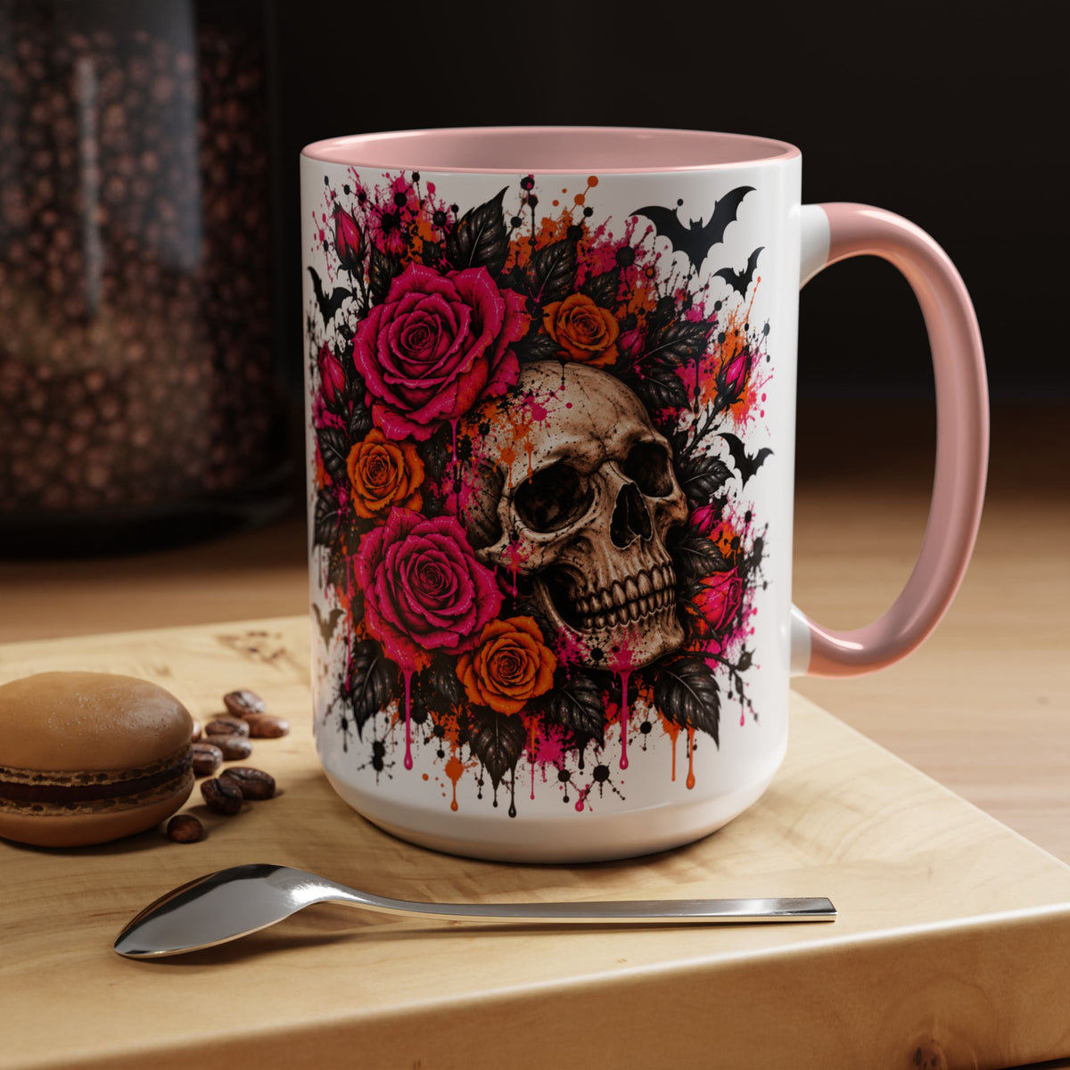 Deadly Blooms Coffee Mug | Gothic Floral Skull Ceramic Mug by Subbin4Sanity