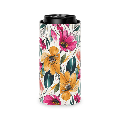 Modern Botanical Wildflower Pattern – Splatter Bloom Collection — Lightweight Foam Grip Lined Koozie