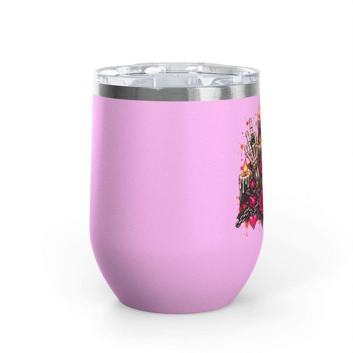Dirt & Defiance 12oz Wine Tumbler | Gothic Skull & Coffin Stainless Steel Cup by Subbin4Sanity
