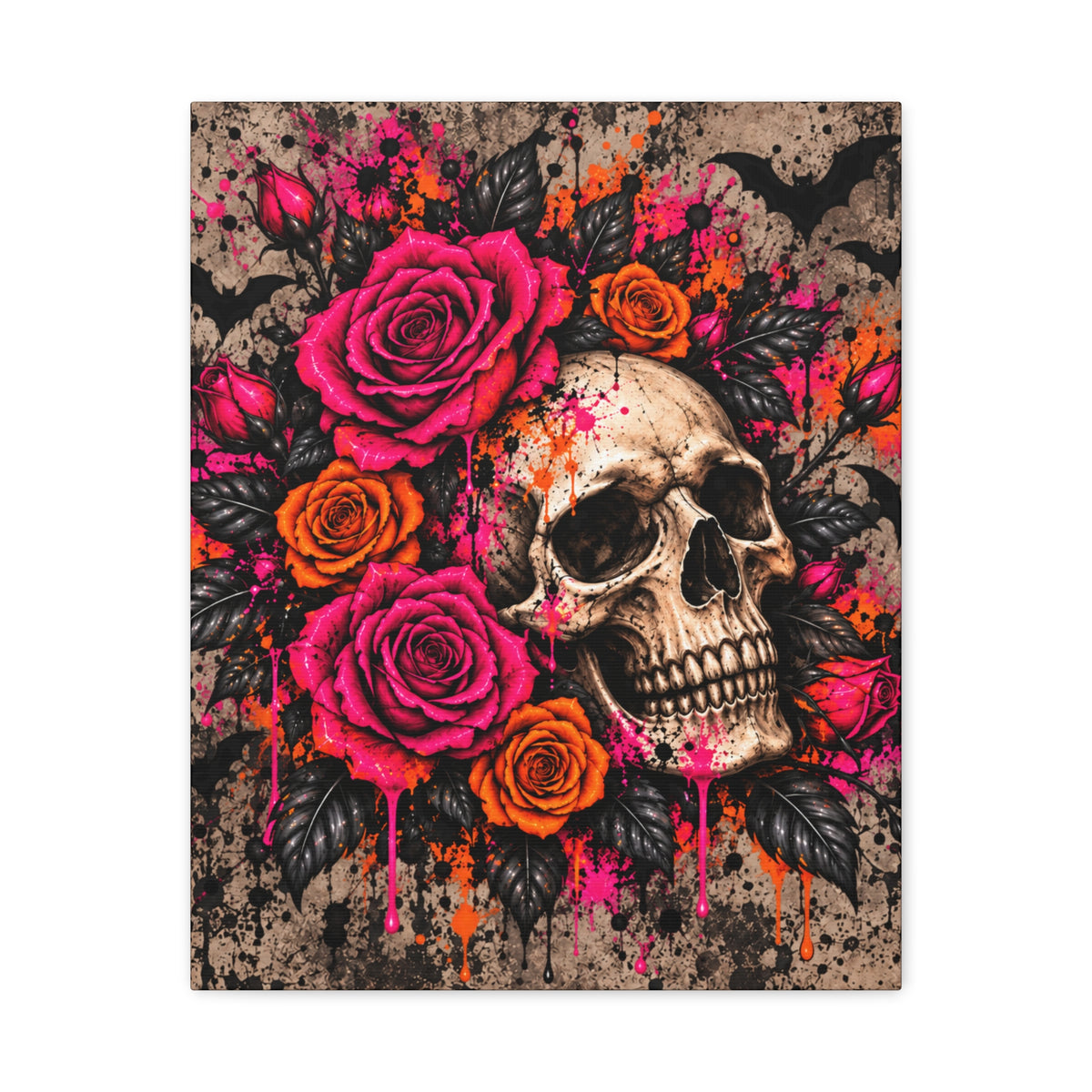 Deadly Blooms Halloween Canvas | Gothic Skull & Rose Wall Art by Subbin4Sanity
