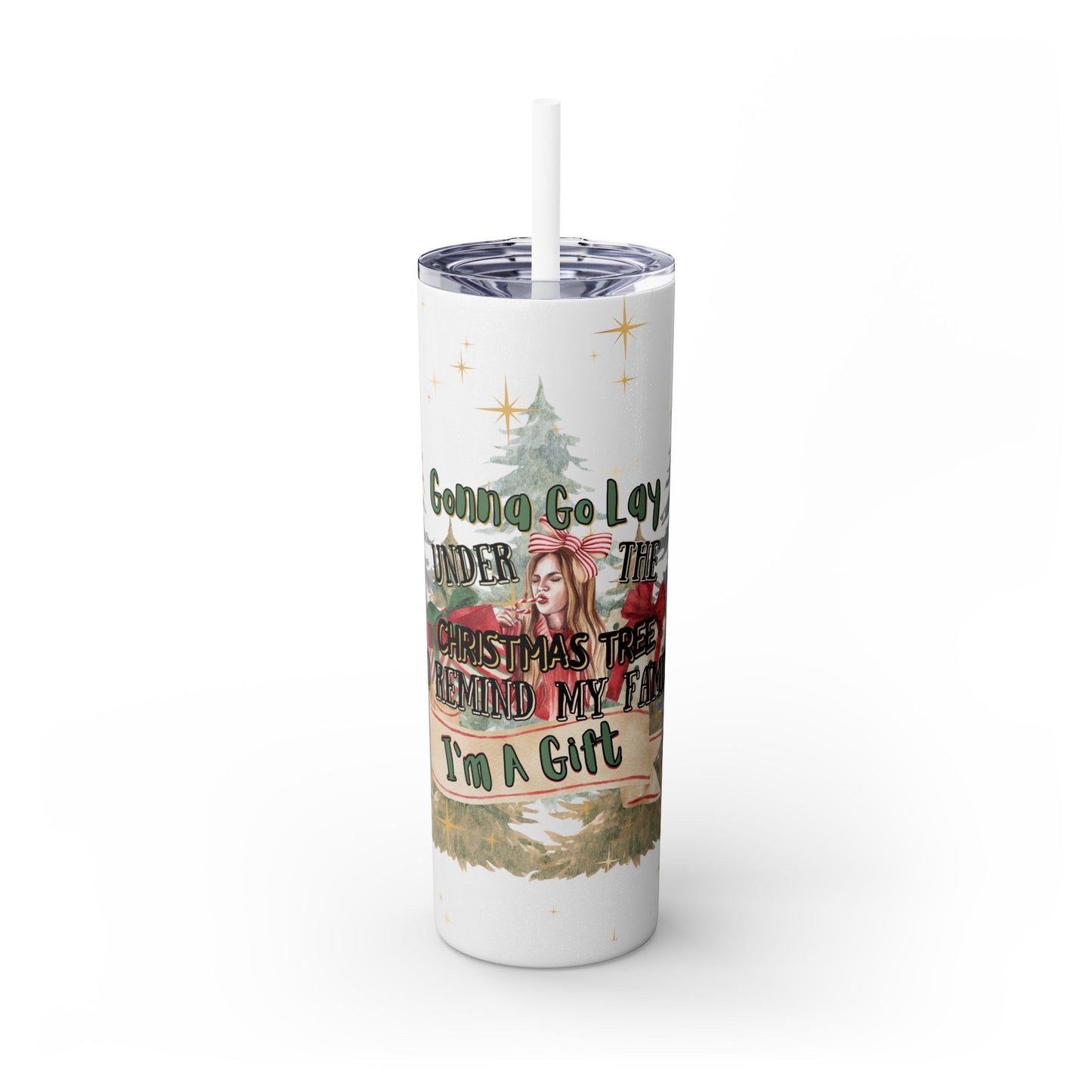 Christmas Skinny Tumbler with Straw, 20oz