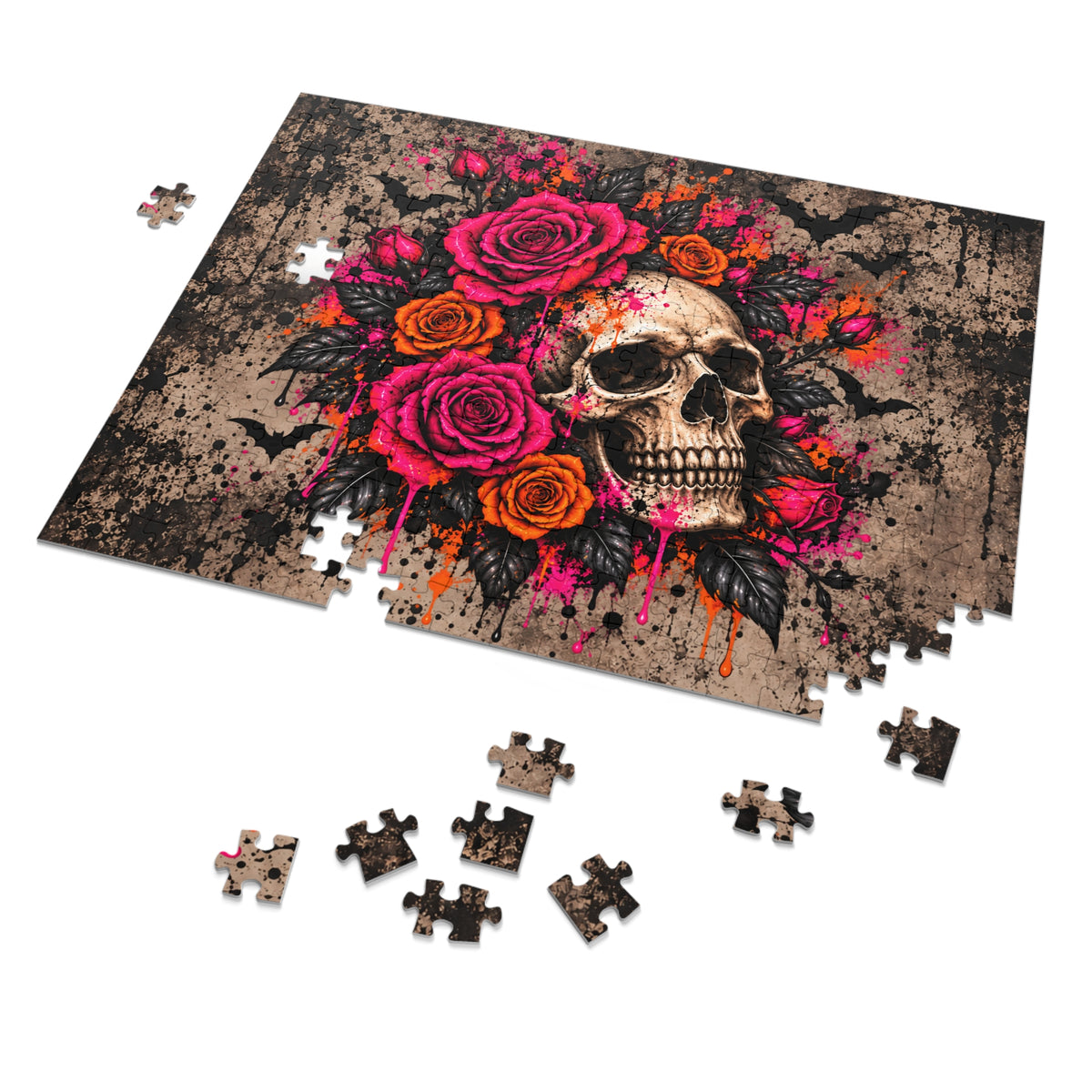 Deadly Blooms Halloween Jigsaw Puzzle | Gothic Floral Skull Puzzle by Subbin4Sanity