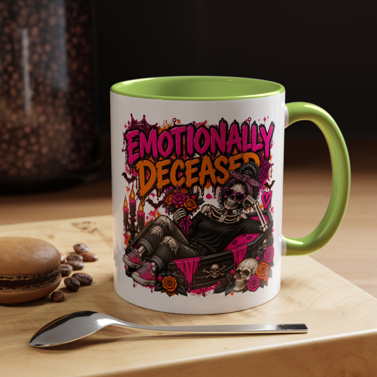 Emotionally Deceased Coffee Mug | Sarcastic Gothic Ceramic Mug by Subbin4Sanity