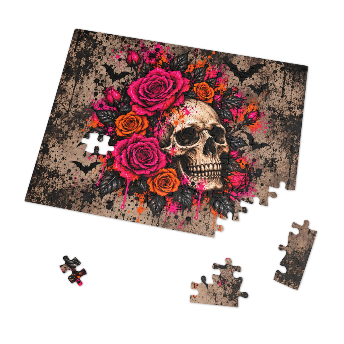 Deadly Blooms Halloween Jigsaw Puzzle | Gothic Floral Skull Puzzle by Subbin4Sanity