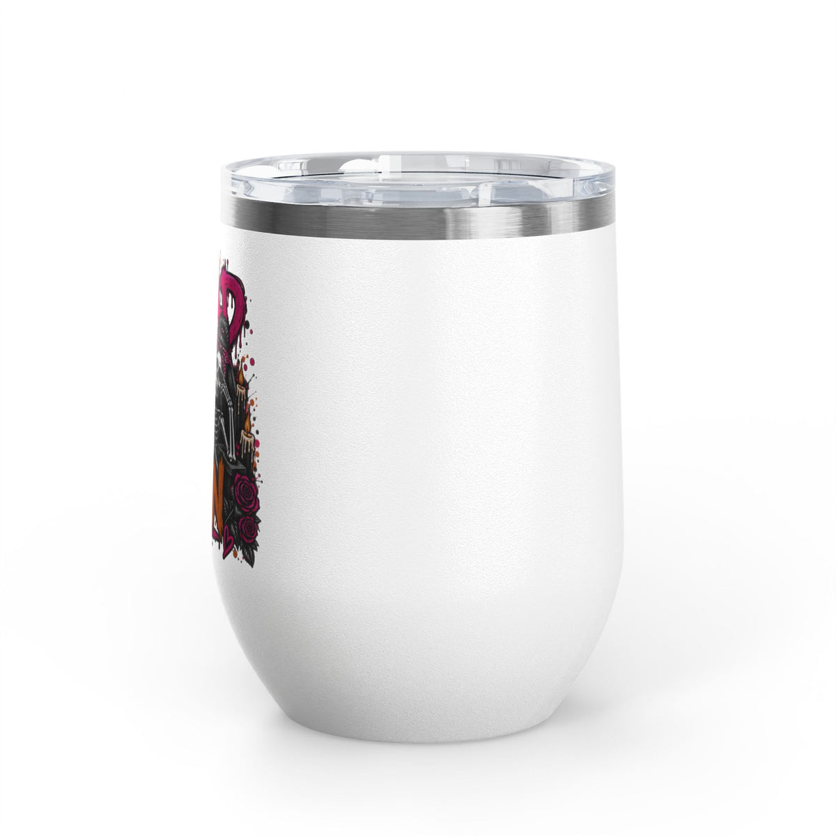 Too Dead To Give A Damn 12oz Wine Tumbler | Sarcastic Gothic Stainless Steel Cup by Subbin4Sanity