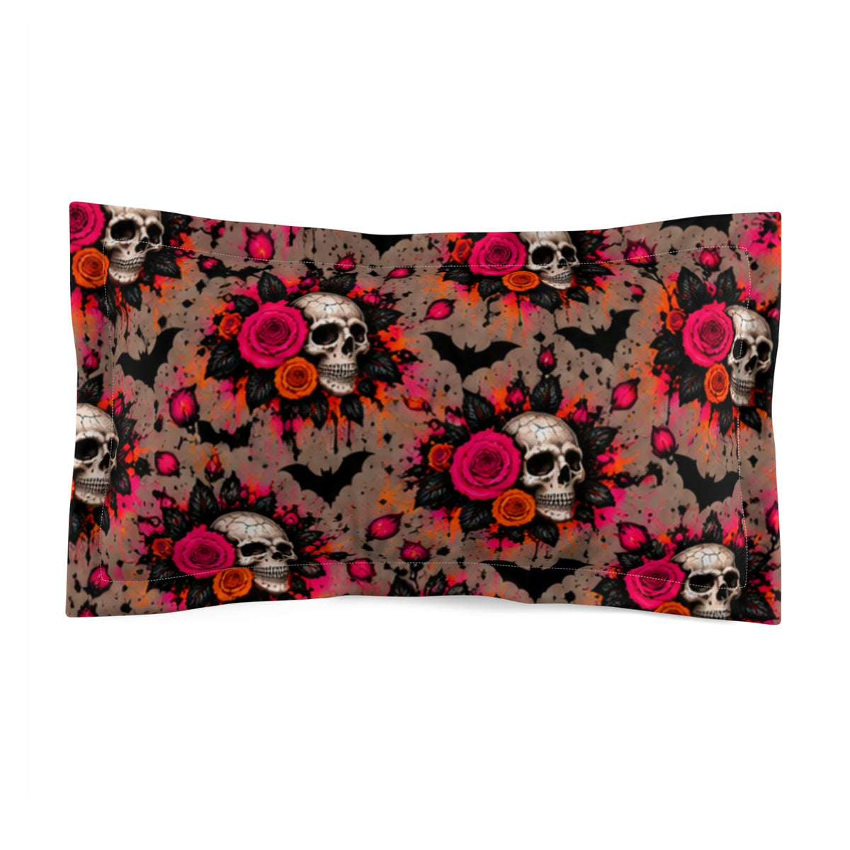 Deadly Blooms Pillow Sham | Gothic Floral Skull Halloween Bedding by Subbin4Sanity