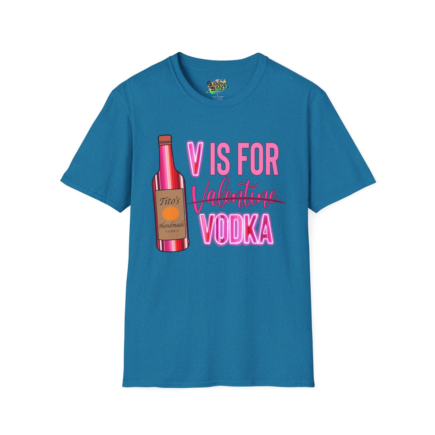 "V Is For Vodka" Valentine T-Shirt – Cute Graphic Tee | Unisex Softstyle Valentine’s Day Shirt