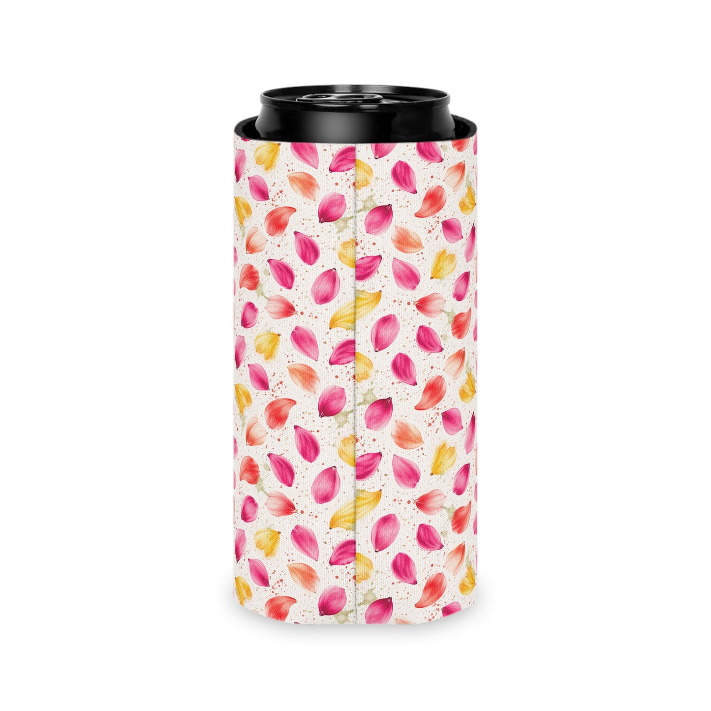 Watercolor Spring Petals Pattern – Splatter Bloom Collection — Lightweight Foam Grip Lined Koozie