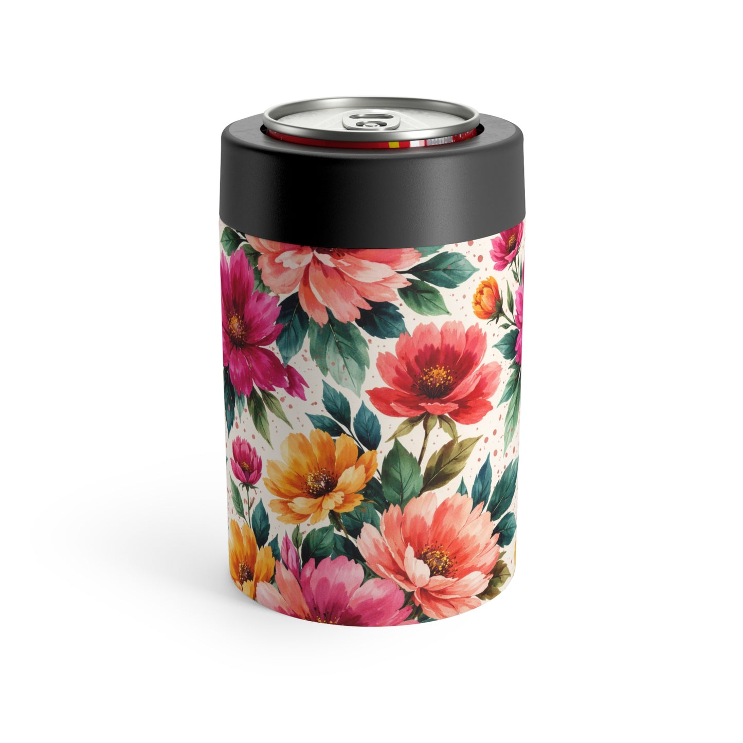 Electric Wildflower Garden Pattern – Splatter Bloom Collection – 12oz Insulated Stainless Steel Koozie