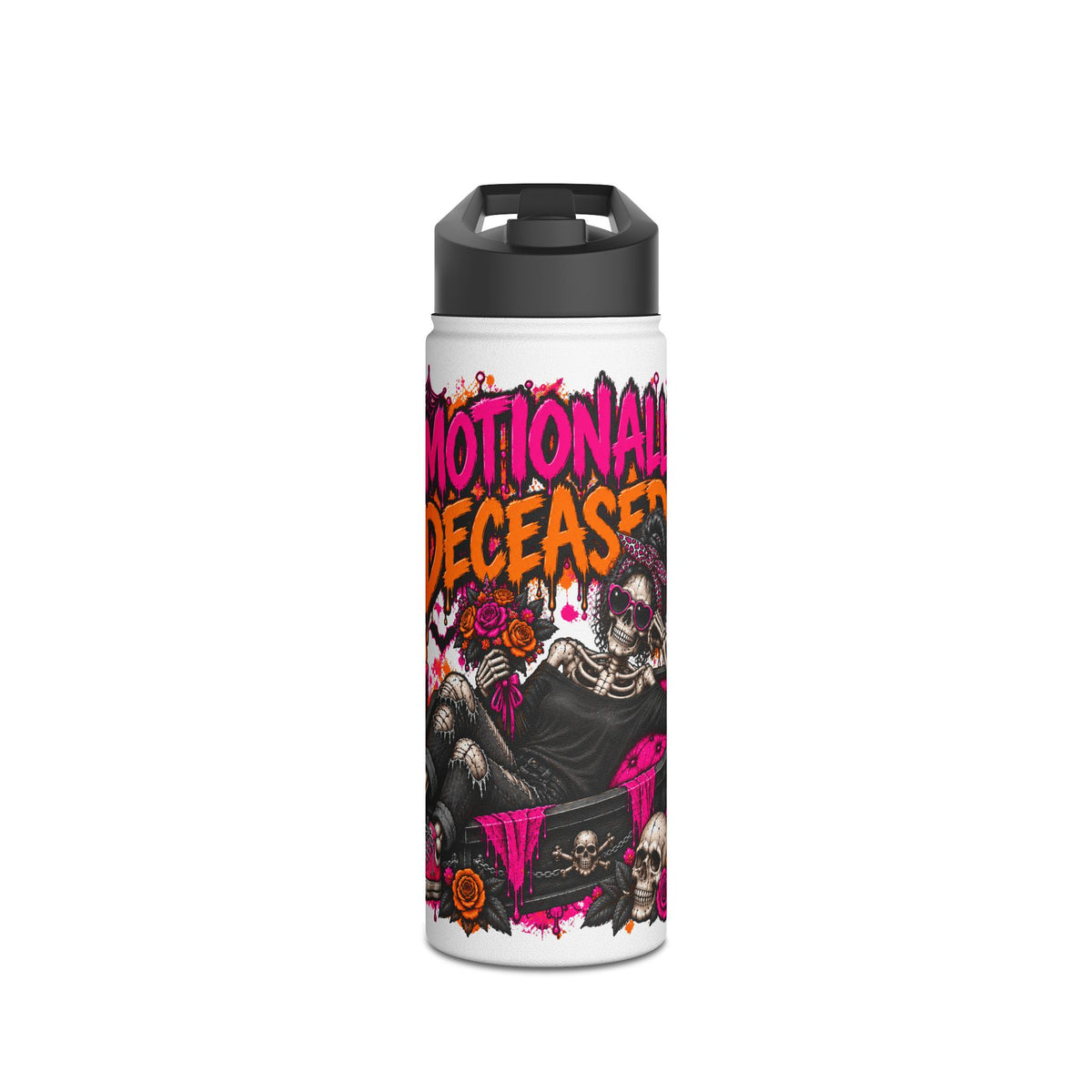 Emotionally Deceased Stainless Steel Water Bottle | Sarcastic Gothic Insulated Bottle by Subbin4Sanity