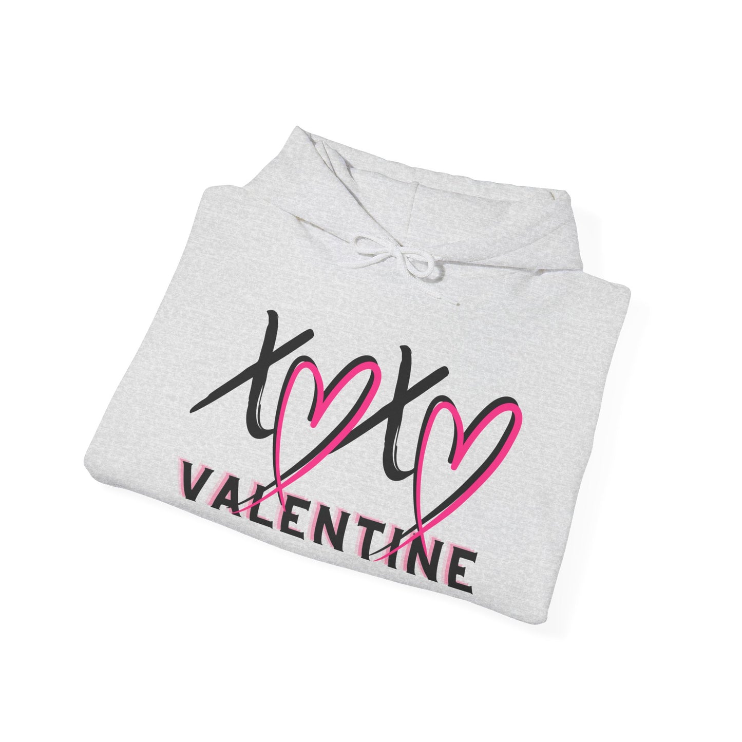XOXO Valentine Hoodie | Cute Pink Heart Graphic Cozy Pullover by Subbin4Sanity