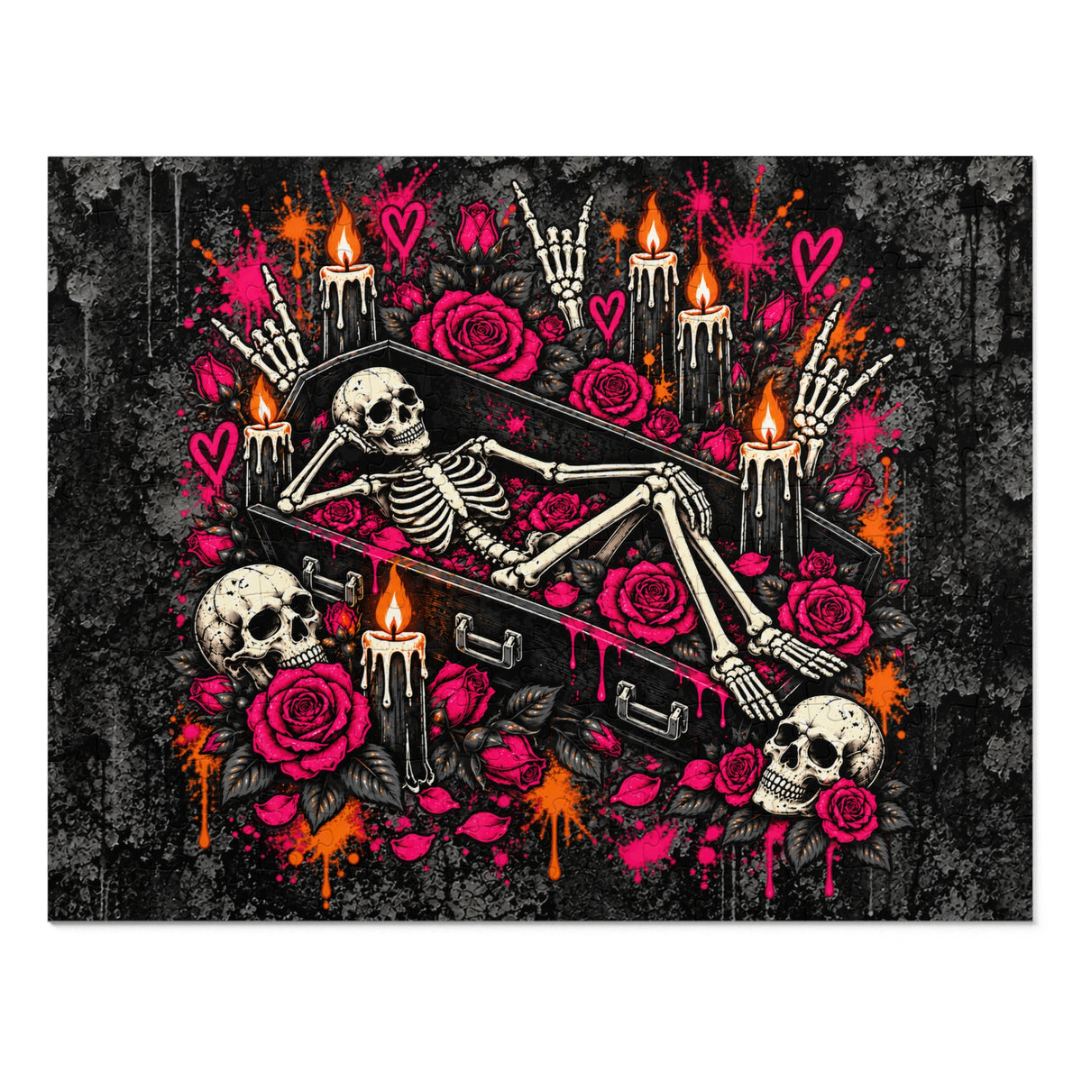 Dead & Unbothered Halloween Jigsaw Puzzle | Gothic Skeleton Statement Puzzle by Subbin4Sanity