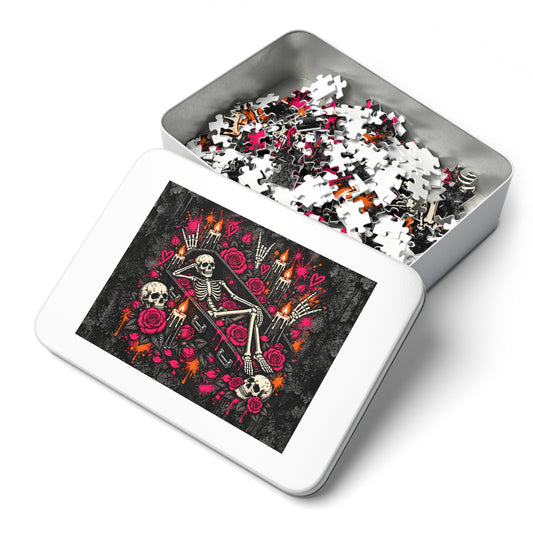 Dead & Unbothered Halloween Jigsaw Puzzle | Gothic Skeleton Statement Puzzle by Subbin4Sanity