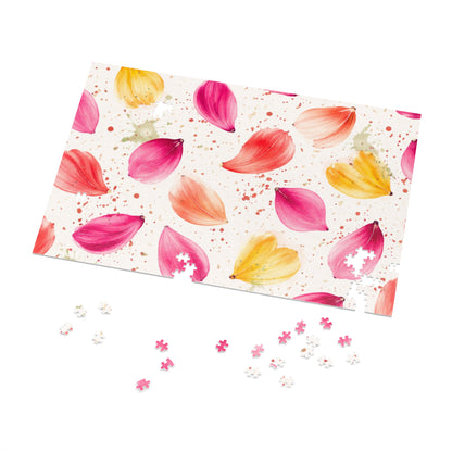 Watercolor Spring Petals Pattern – Splatter Bloom Collection – Puzzle & Tin Storage Box