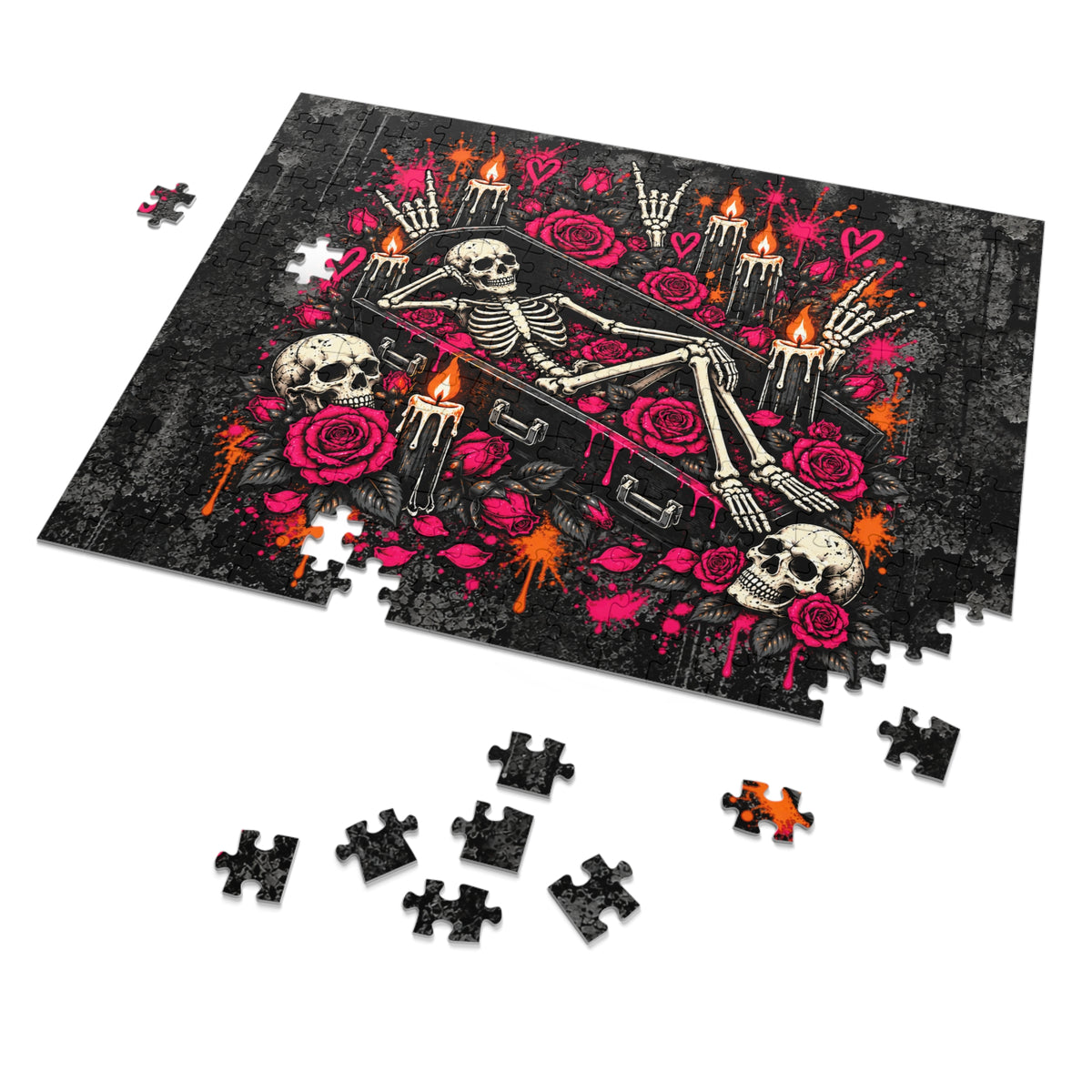Dead & Unbothered Halloween Jigsaw Puzzle | Gothic Skeleton Statement Puzzle by Subbin4Sanity