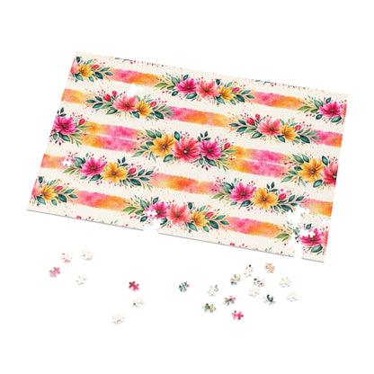 Wildflower Garden Stripe Pattern – Splatter Bloom Collection – Puzzle & Tin Storage Box