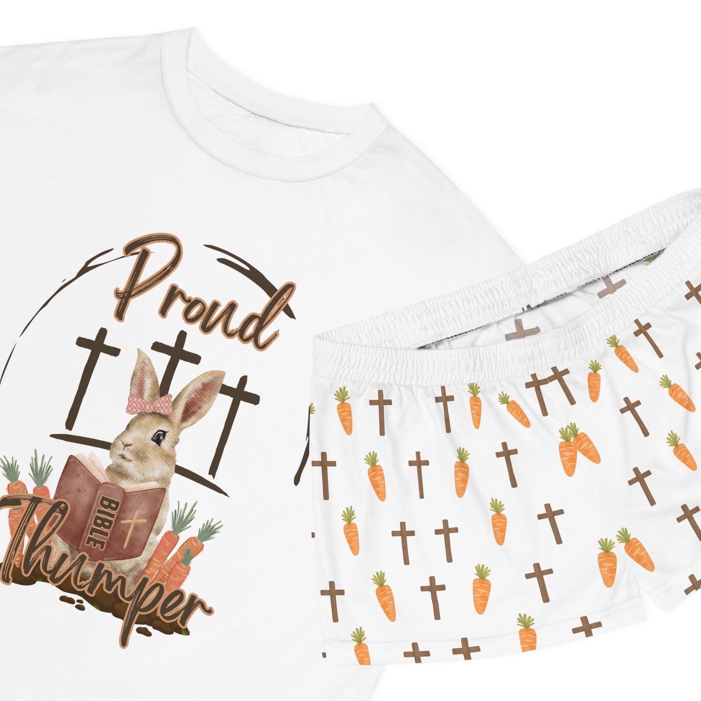 Proud Bible Thumper Women's Short Pajama Set – Cute Bunny Easter Sleepwear