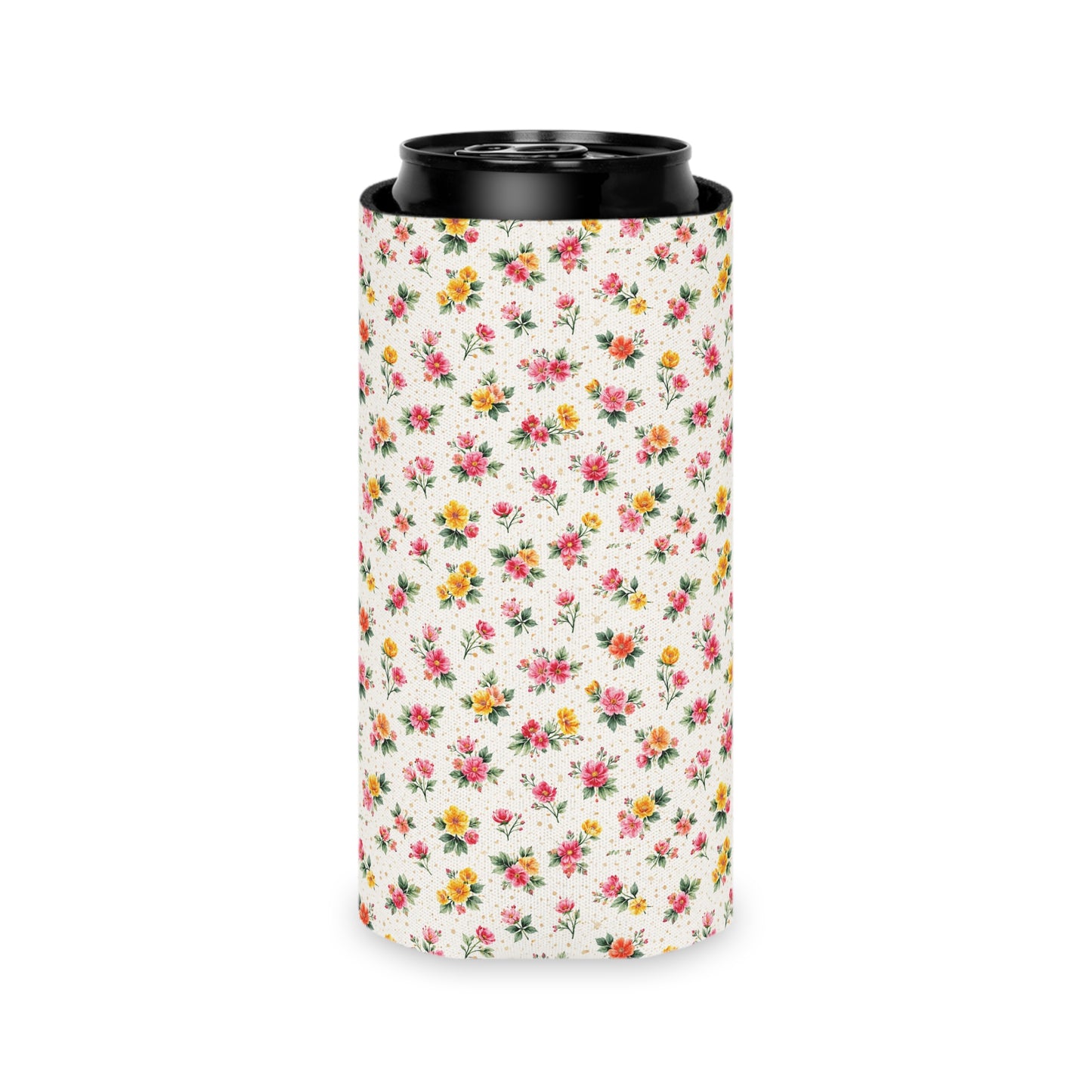 Wildflower Sprinkle Pattern – Splatter Bloom Collection — Lightweight Foam Grip Lined Koozie