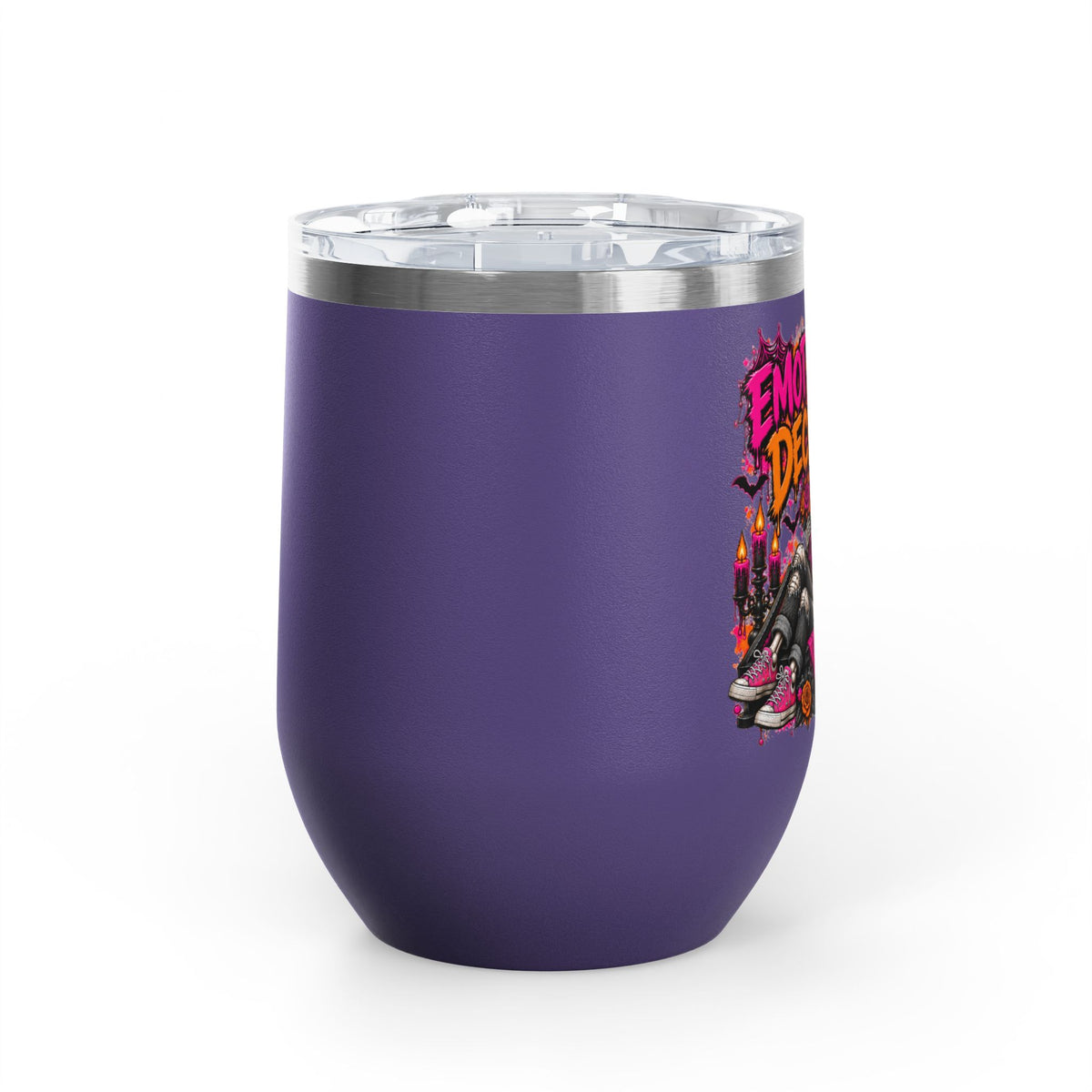 Emotionally Deceased 12oz Wine Tumbler | Dark Humor Gothic Stainless Steel Cup by Subbin4Sanity