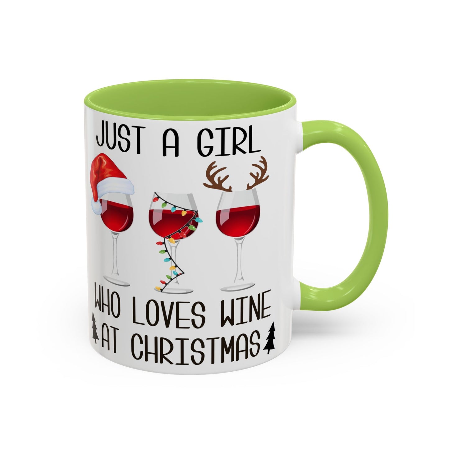 Christmas Coffee Mug, 11oz, "Just A Girl Who Loves Wine At Christmas"