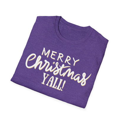 Merry Christmas Y’all Text Graphic T-Shirt | Southern Holiday Tee by Subbin4Sanity