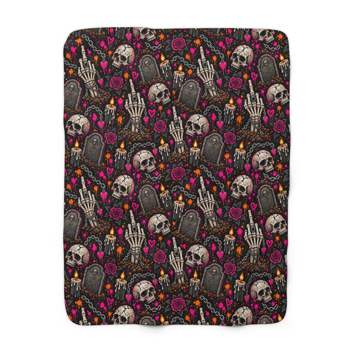 Dirt & Defiance Sherpa Fleece Blanket | Gothic Skull & Graveyard Throw by Subbin4Sanity