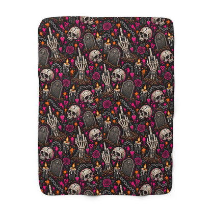 Dirt & Defiance Sherpa Fleece Blanket | Gothic Skull & Graveyard Throw by Subbin4Sanity