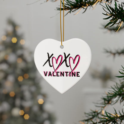 XOXO Valentine Ceramic Ornament | Flirty Heart Valentine Decor Keepsake by Subbin4Sanity