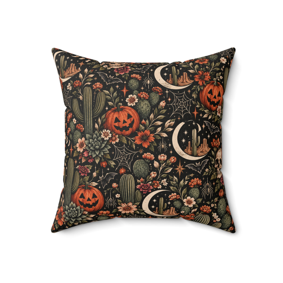 Even The Darkest Nights Make Something Bloom + Crescent Blooms Double-Sided Pillowcase & Insert | Celestial Boho Halloween Decor by Subbin4Sanity