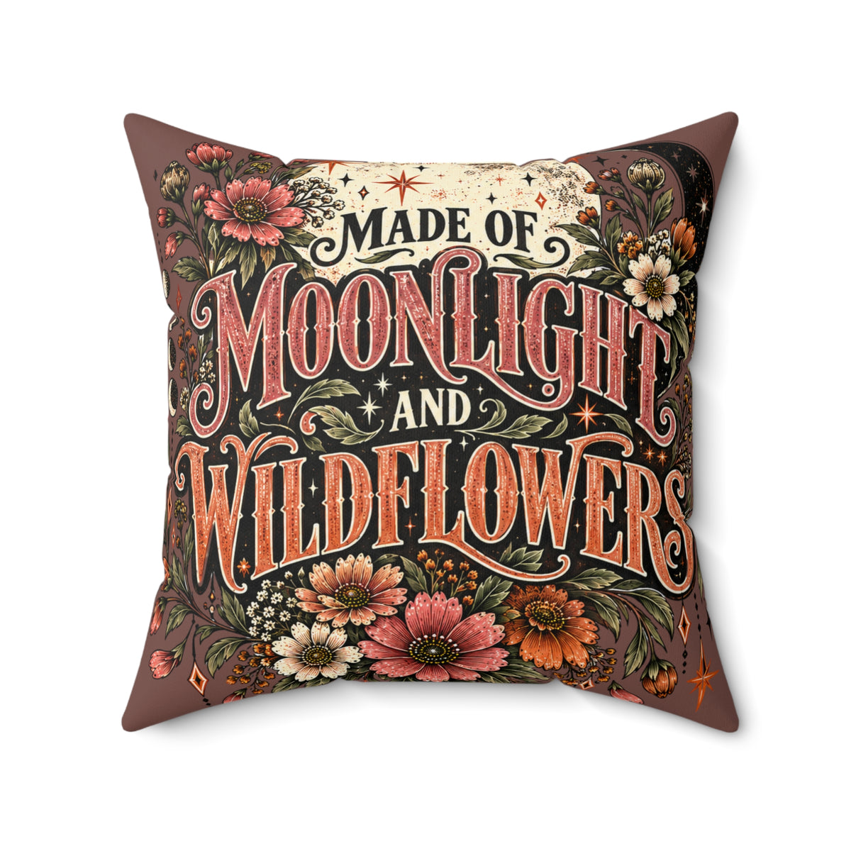 Made Of Moonlight And Wildflowers + Midnight Wildflowers Double-Sided Pillowcase & Insert | Boho Halloween Decor by Subbin4Sanity