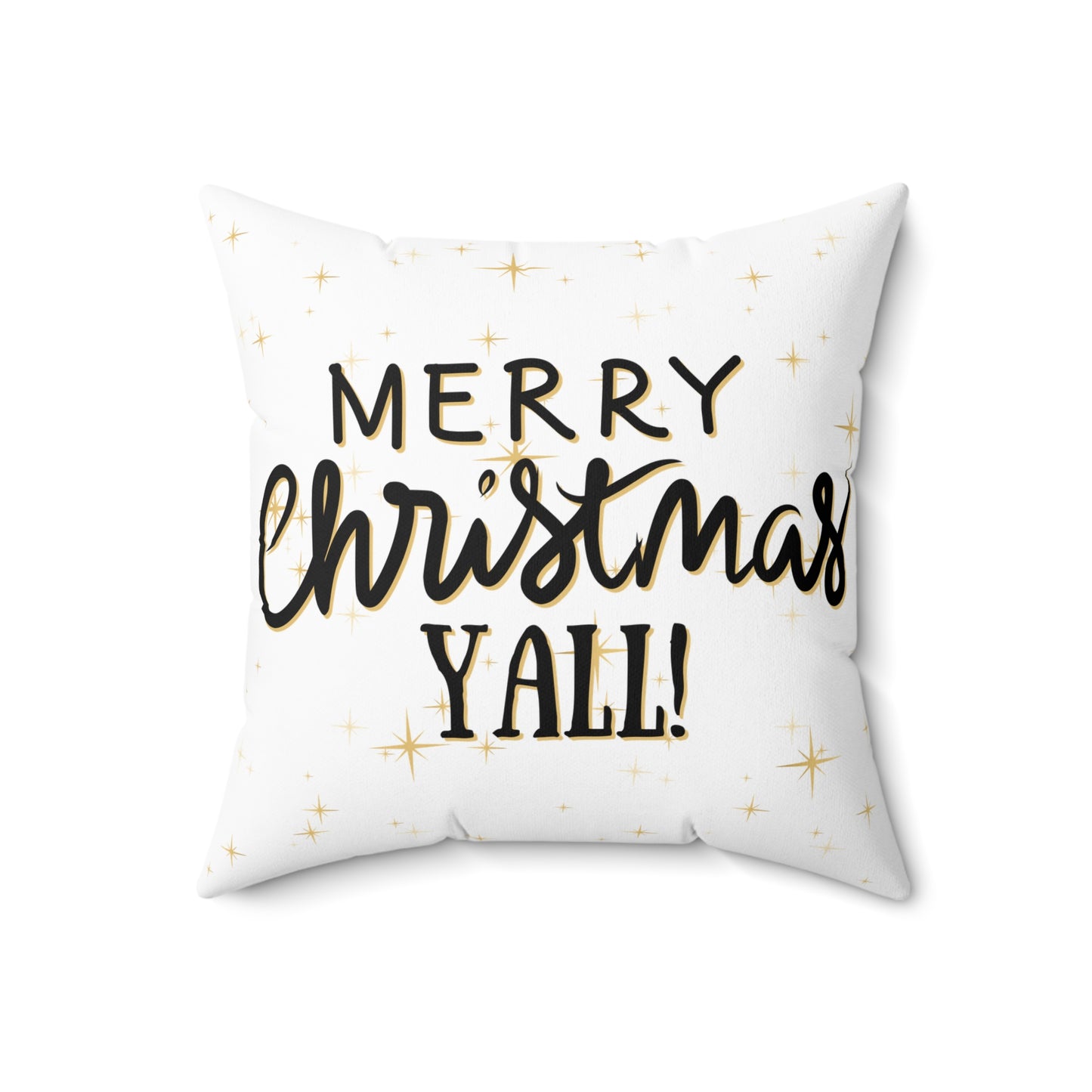 Christmas Pillowcase & Pillow Insert (White) with star pattern "merry christmas yall"