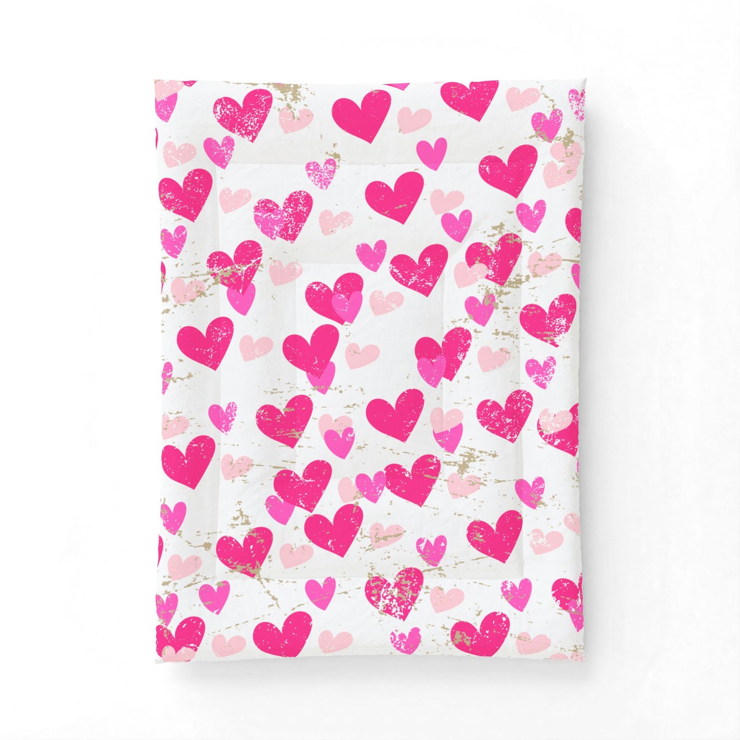 Love Worn Cozy Comforter Blanket | Distressed Heart Print Cotton Comforter – Pink Love Pattern Bedding by Subbin4Sanity