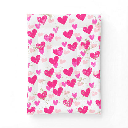 Love Worn Cozy Comforter Blanket | Distressed Heart Print Cotton Comforter – Pink Love Pattern Bedding by Subbin4Sanity