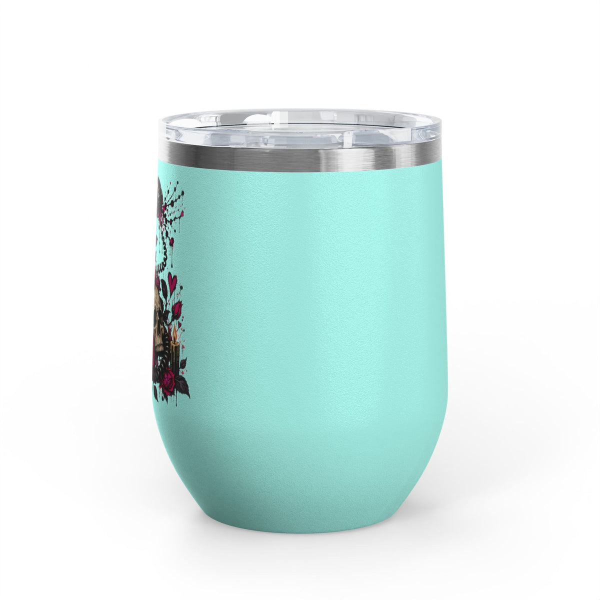 Karma’s Calling 12oz Wine Tumbler | Gothic Skull & Telephone Stainless Steel Cup by Subbin4Sanity
