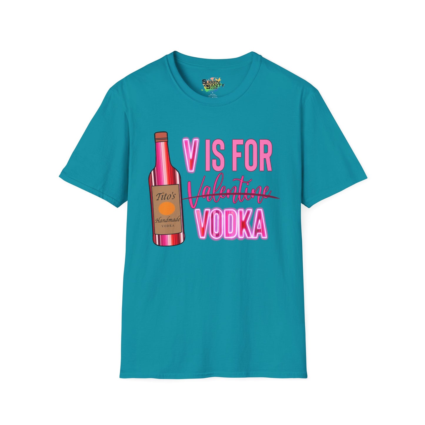 "V Is For Vodka" Valentine T-Shirt – Cute Graphic Tee | Unisex Softstyle Valentine’s Day Shirt
